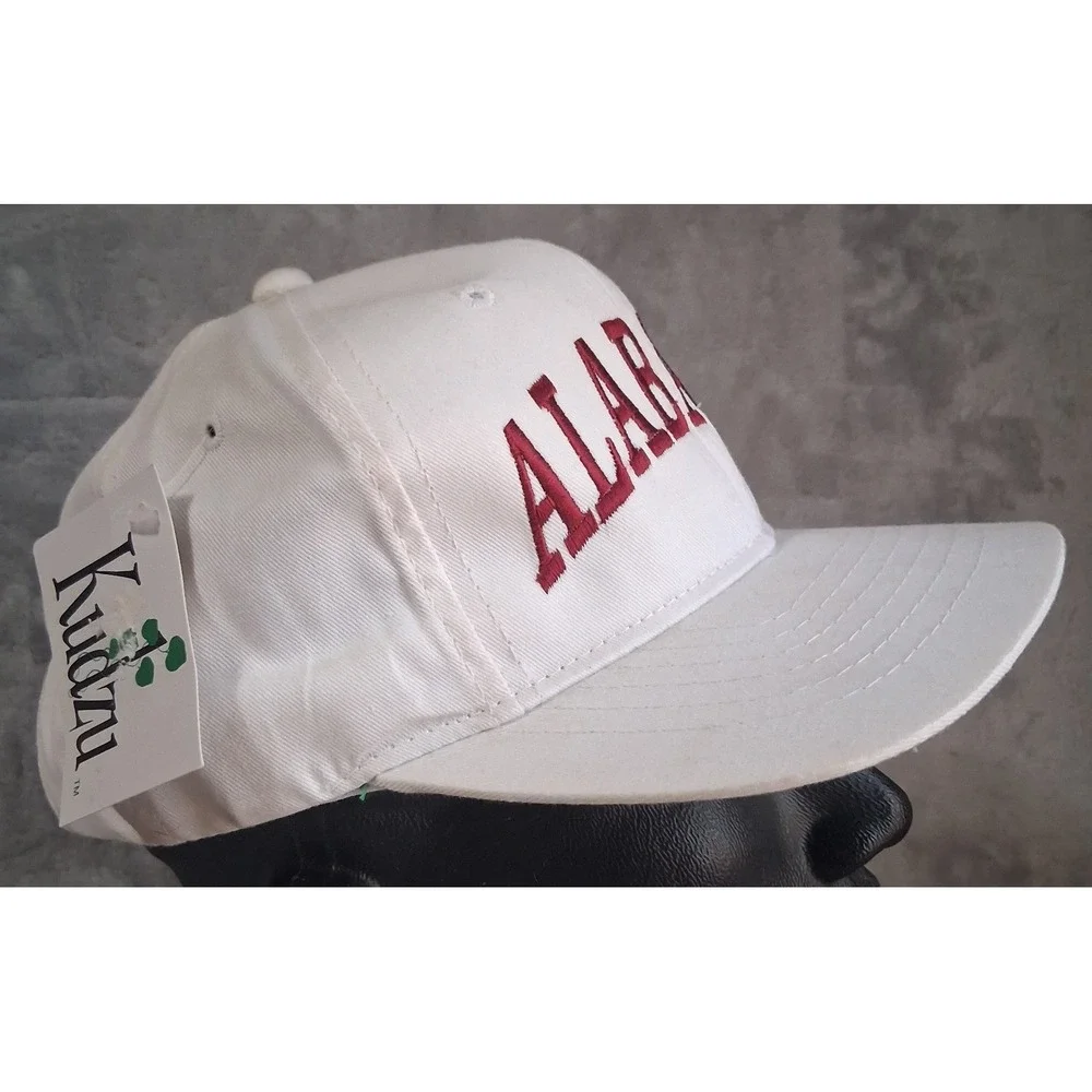 Vtg 80s 90s Alabama Crimson Tide Kudzu Snapback Hat Youth White Kelly Green Bill